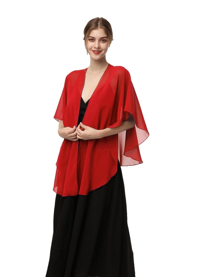 Hotshawl Womens Chiffon Shawls and Wraps, Wedding Party Shawl Scarf for Evening Dresses (Red) - Image 1